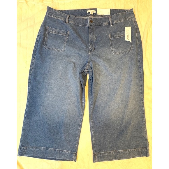 Liz Claiborne Denim - Liz Claiborne Women 22W Blue Denim Wide Leg Cropped Culotte Jeans NWT